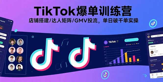 TikTok爆单训练营，店铺搭建/达人矩阵/GMV投流，单日破千单实操-锋越云网创